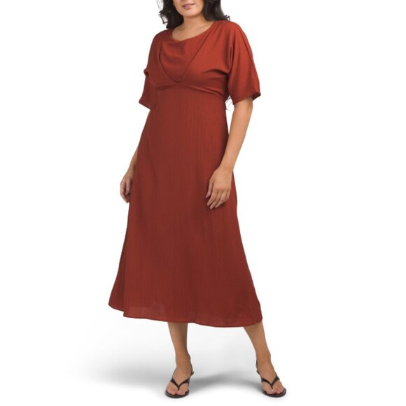 GILLI Rust Textured Short Sleeve Maxi Dress - Picture 1 of 2